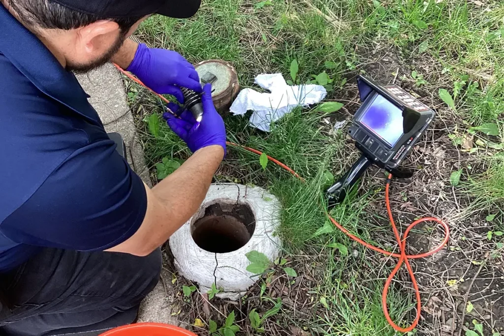 sewer camera inspection in cleanout access